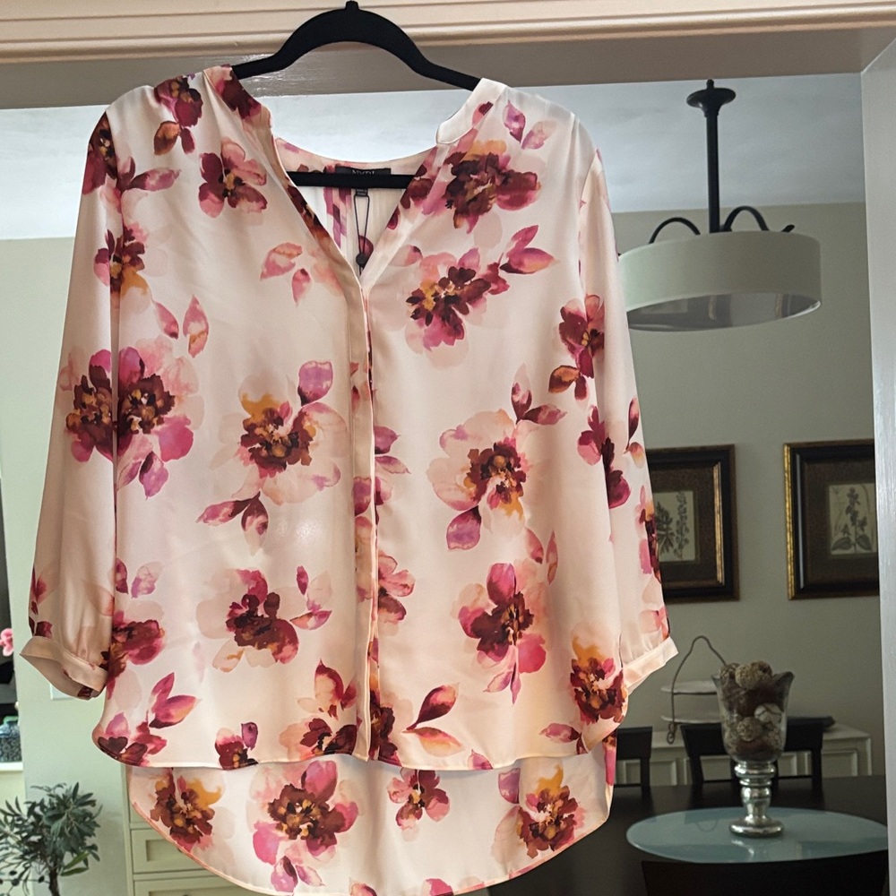 NYDJ Floral Blouse - Pink and Cream